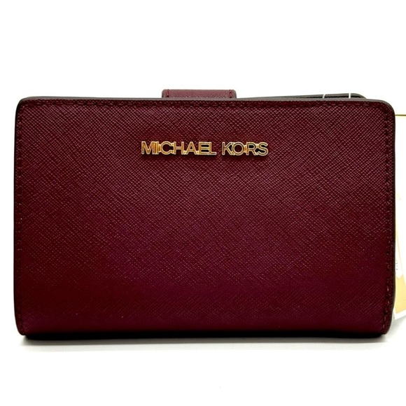 Michael Kors Medium Bifold Zip Chain Wallet Ox Blood - Picture 2 of 8